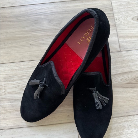 FERUCCI BLACK SUEDE WITH LEATHER TASSEL LOAFER SHOES  SIZE 13 PROM WEDDING